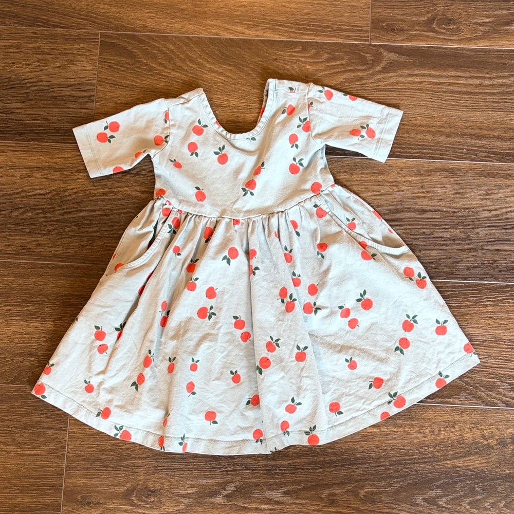 Hanna Andersson light blue dress with red apples size 3T